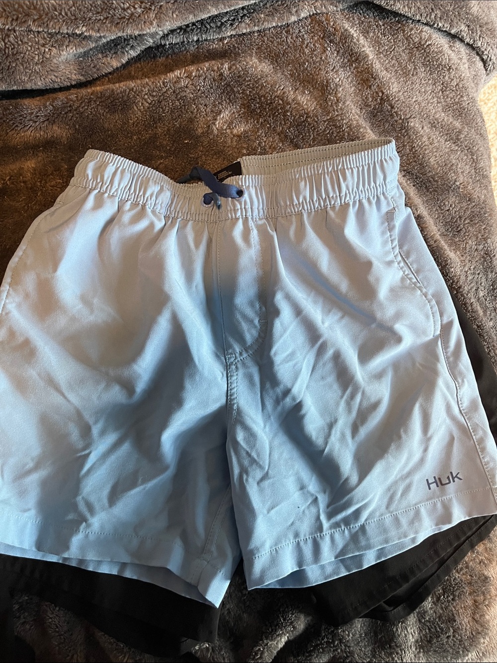 Huk Men's Pale Blue Swim Hybrids with Navy Drawcord